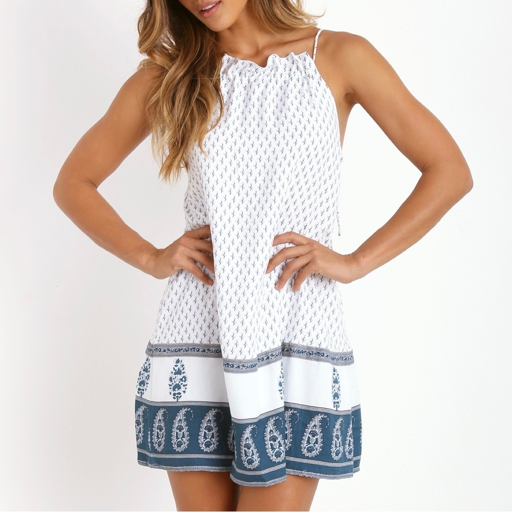 Faithfull the Brand New Age Dress, Earth & Water Blue- Sz Small